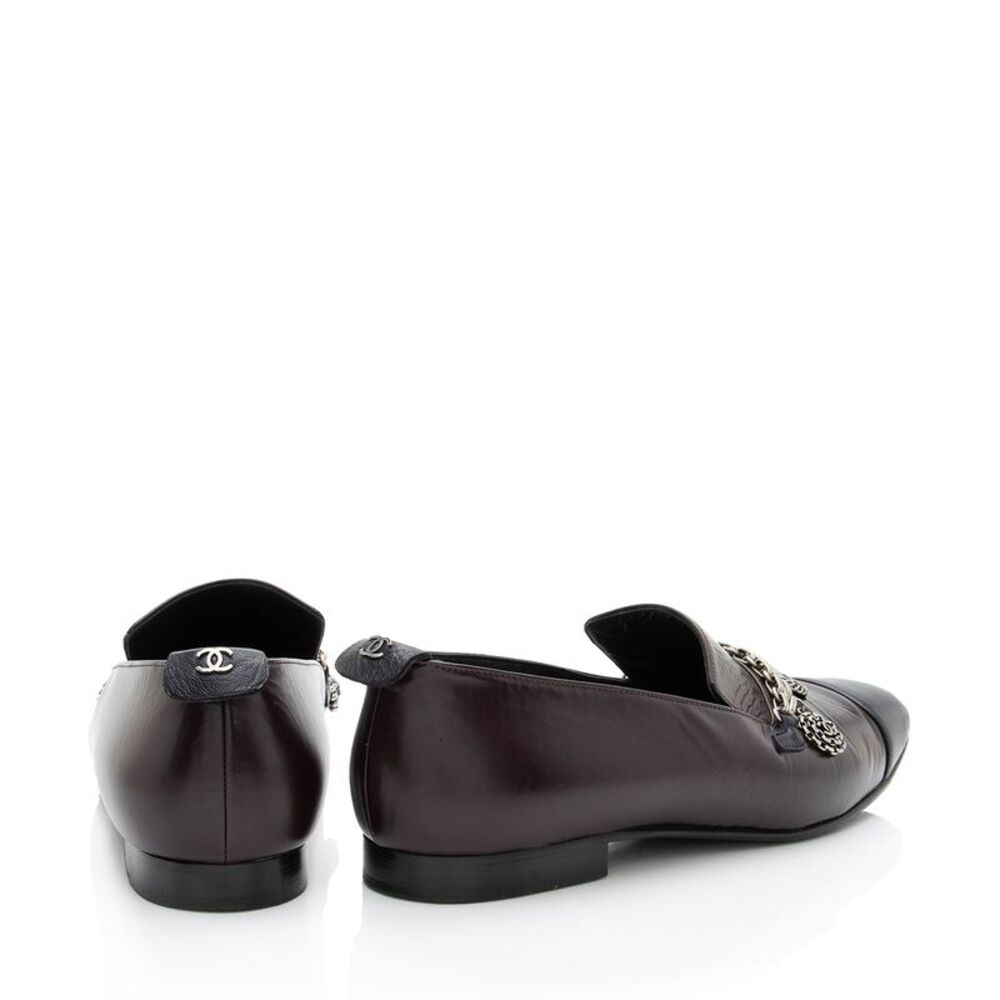 Chanel Crackled Goatskin CC Charm Cap Toe Loafers - Size 7.5 / 37.5 - Picture 3 of 8